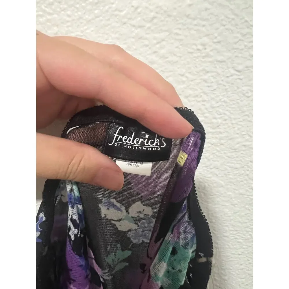 NWT Fredericks Of Hollywood Lace Teddy Slip Floral print size S
